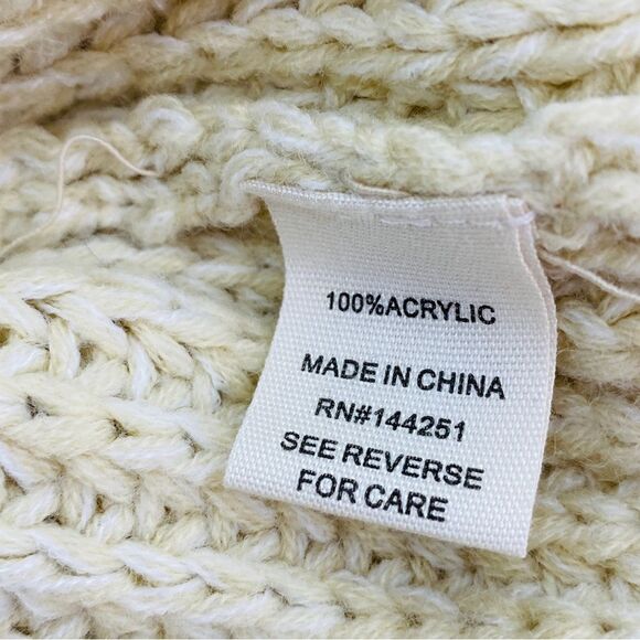 Moon & Madison Waffle Knit Cowl Neck Crop Sweater Cream Beige Small Long Sleeve - Picture 10 of 11